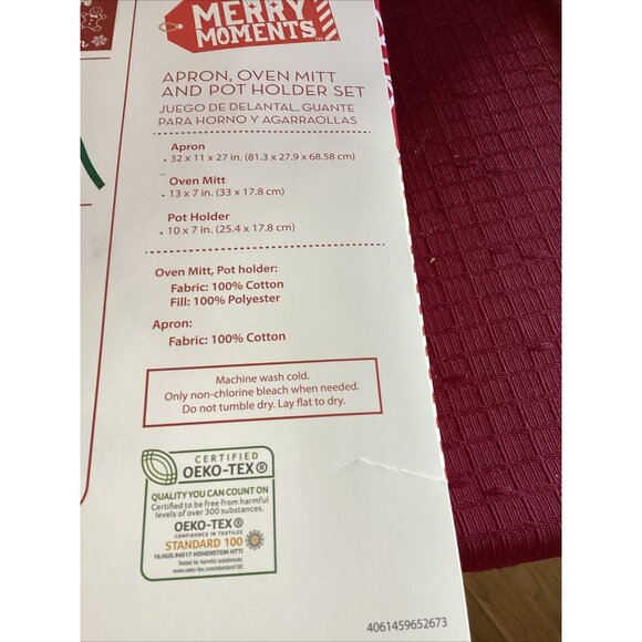 Christmas Snowflake Kitchen Apron 3-pc Set Snowflakes Holiday Baking New - Picture 6 of 7